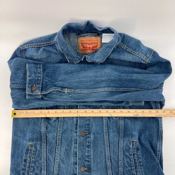 Levis 72334 Mens Denim Trucker Jacket Blue Medium Wash Size L Large - Picture 9 of 11